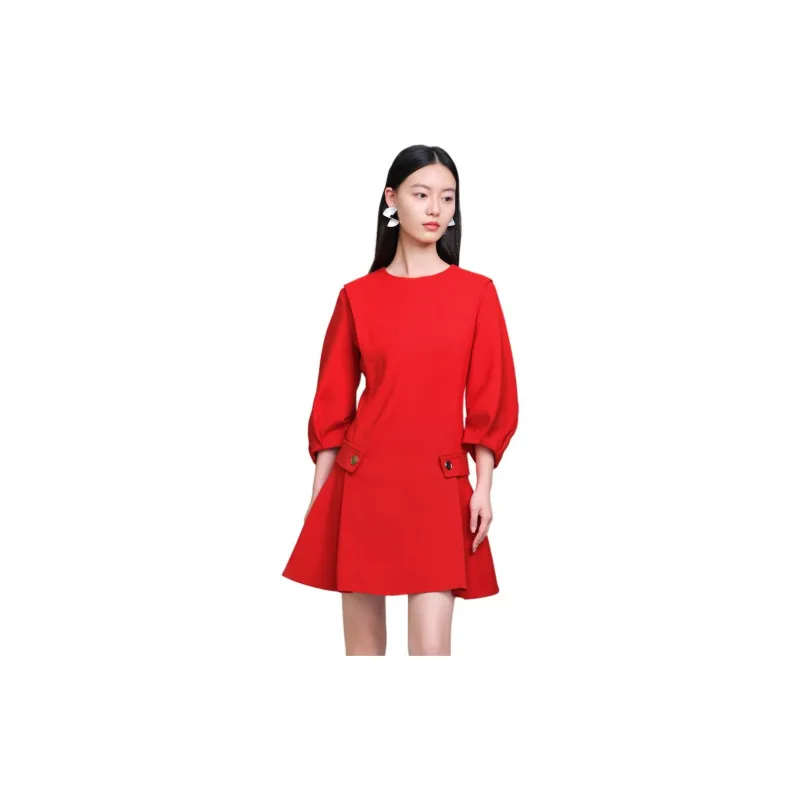 JZ. ANNAKRO Long Sleeved Dress Women's Red-1