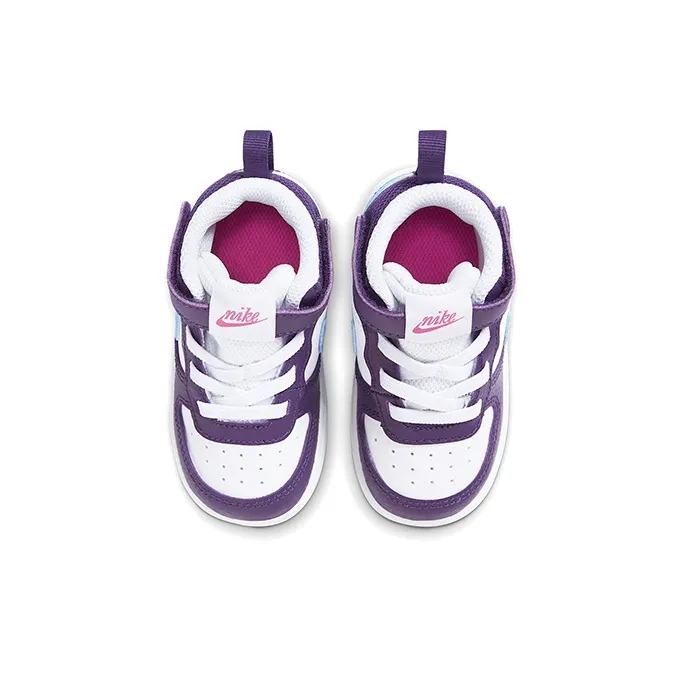 Nike Mid 2 Anti Slip Wear Resistant Mid Top Skateboard Shoes Purple White Blue Infant And Toddler-3