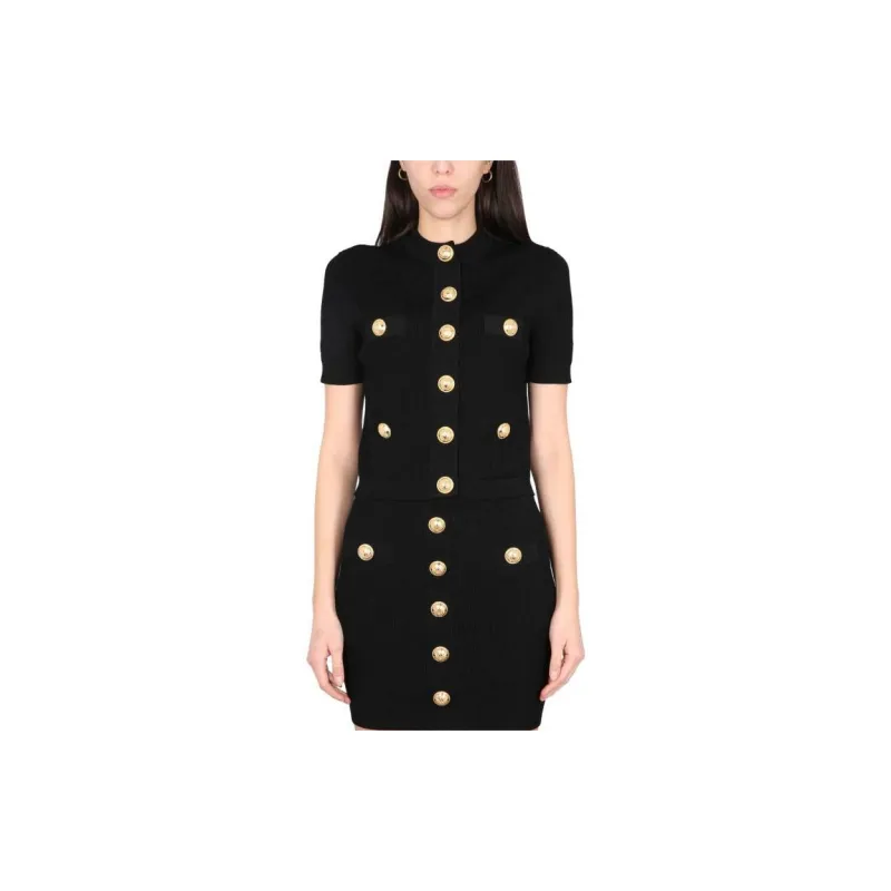 BALMAIN Embossed button Short sleeve Cardigan-2