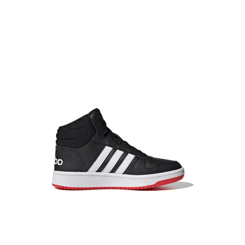 Adidas Neo Hoops 2.0 Anti Slip Wear Resistant Mid Top Children's Basketball Shoes Black White Red Kids'-1