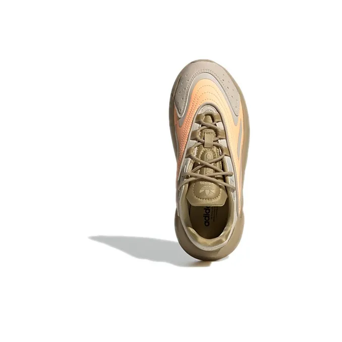 Adidas Originals Ozelia J Slip Resistant, Abrasion Resistant, Breathable Low Top Running Shoes Brown Orange Teenagers-4
