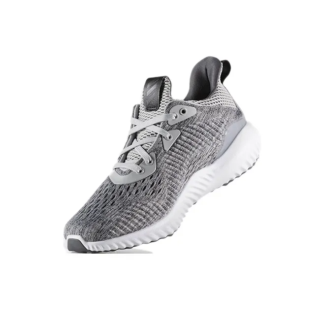 Adidas AlphaBounce Em J Abrasion Resistant Slip Resistant Low Top Kids' Running Shoes Gray Teenagers-2