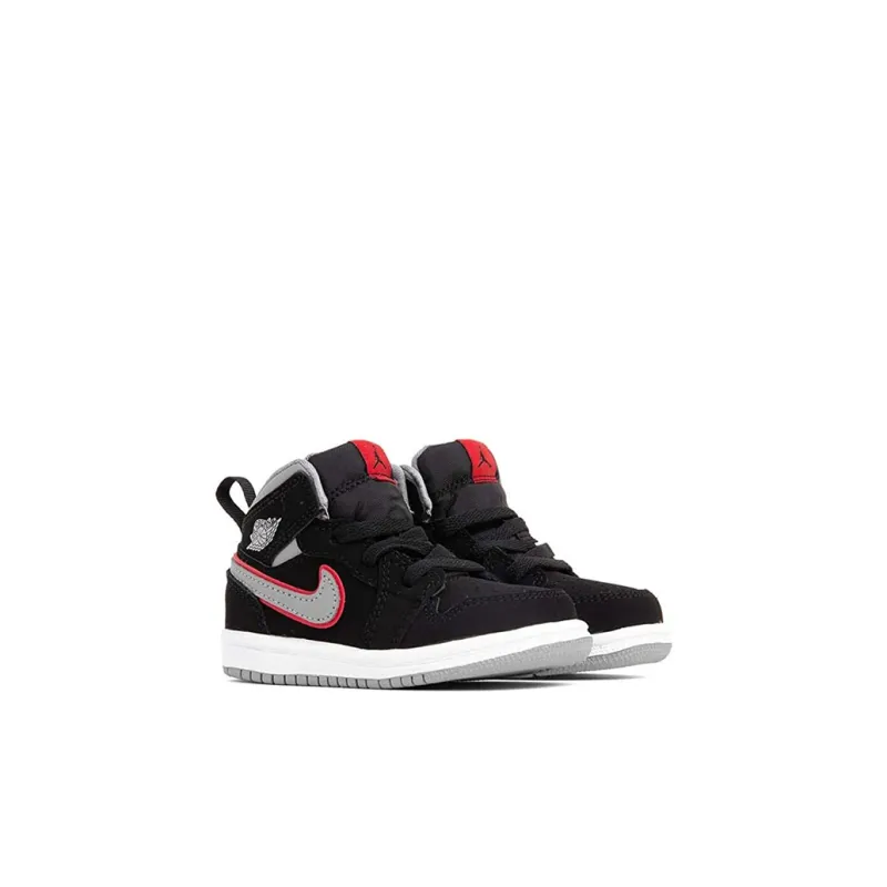 Jordan 1 Mid Black Particle Grey Gym Red TD-2