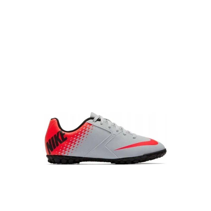 Nike Bomba Slip Resistant Cushioning Wear Resistant Low Top Kids' Soccer Shoes Gray Red Kids'-1