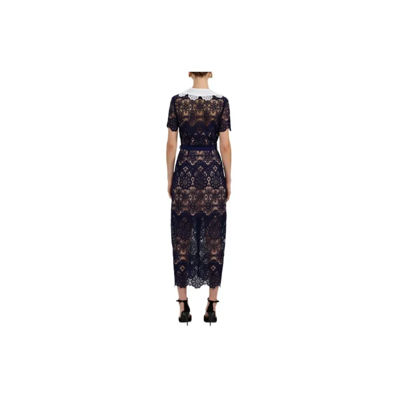 Self-portrait Short-Sleeved Dresses Women's Navy Blue-2