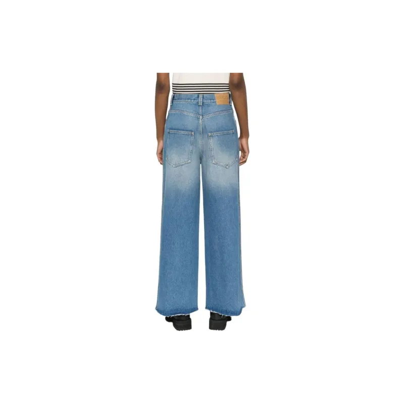 GUCCI Horsebit Raw Cut Hem Wide Leg Jeans-5