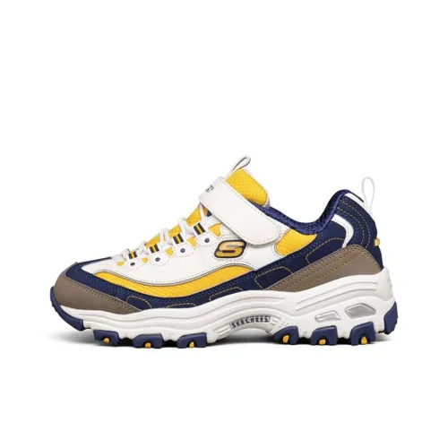 Skechers D'LITES Series Cushioned Slip Resistant Abrasion Resistant Kids Lifestyle Shoes Yellow White Teenagers