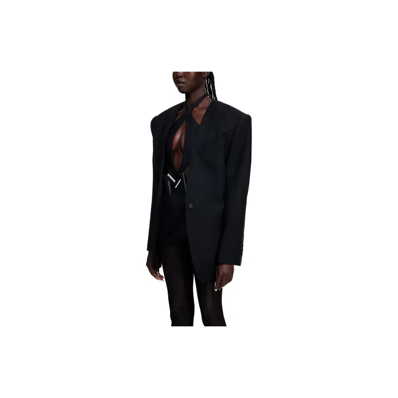 Mugler H&M Oversized Wool Blazer Black-3