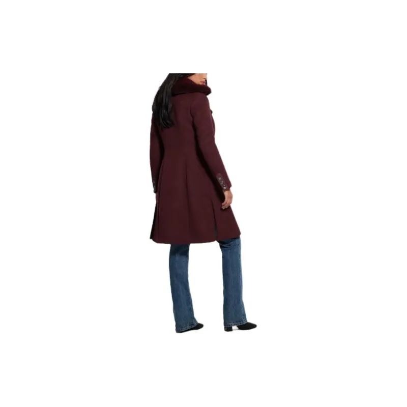 GUESS FW23 Patrice Wool-Blend Belted Coat Coats Women's Red-2