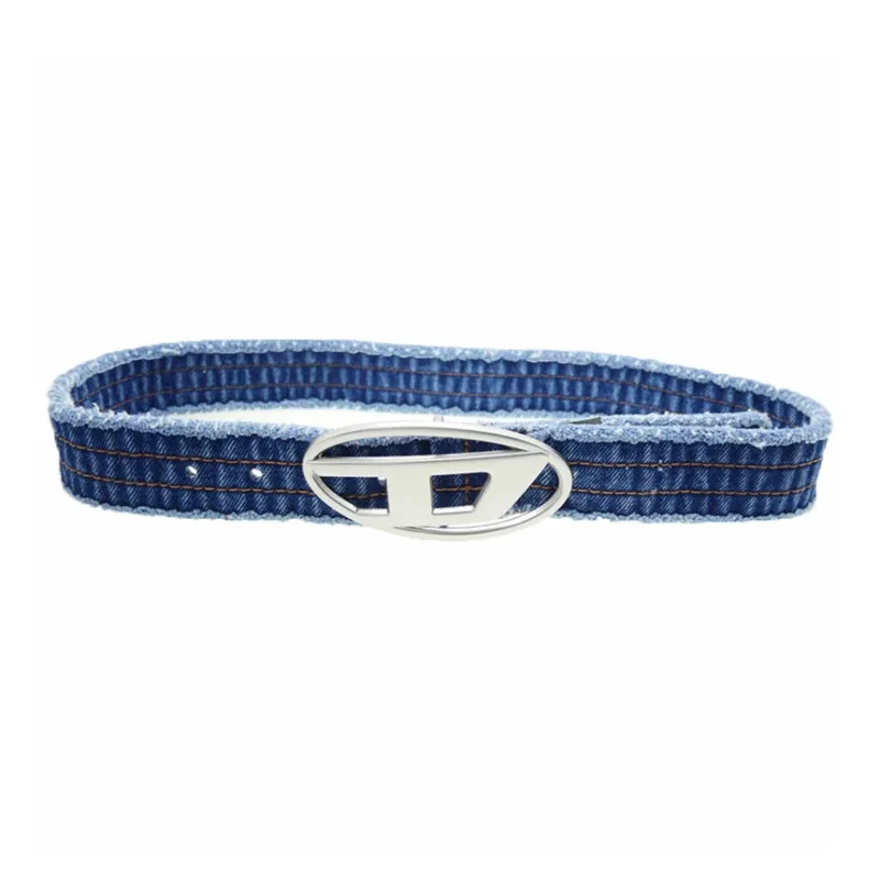 DIESEL Oval D Logo Buckle Denim Belt-1