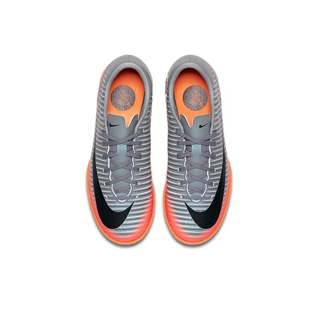 Nike Victory Jr MercurialX 6 CR7 TF Anti-Slip Wear-Resistant Low-Top Kids' Soccer Shoes Gray Black Orange Teenagers-3