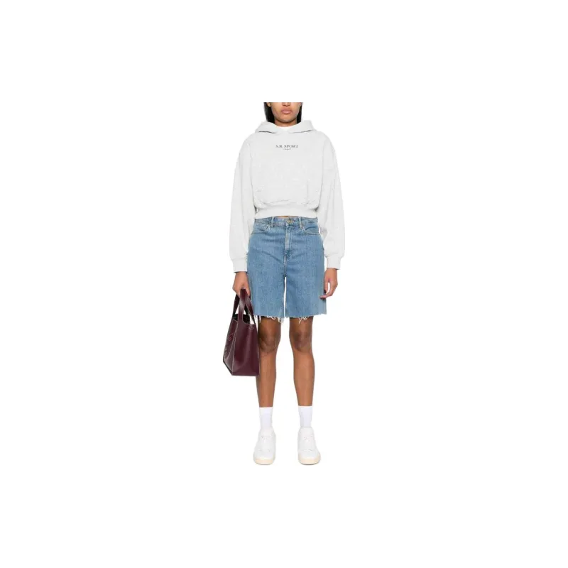 SPORTY & RICH Slogan print Mélange effect Hoodie-1