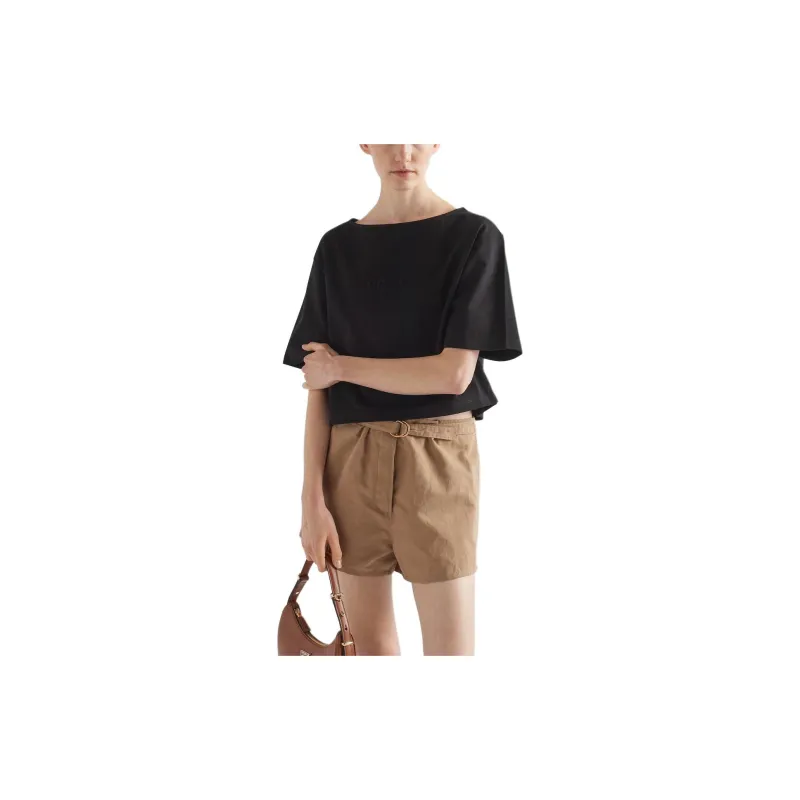 PRADA SS24 Drop Shoulder Sleeve T Shirt Women's Black-3