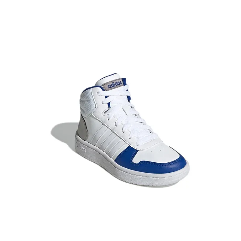 Adidas Neo Hoops 2.0 K Anti Slip Wear Resistant Mid Top Skateboard Shoes White Blue Kids'-2