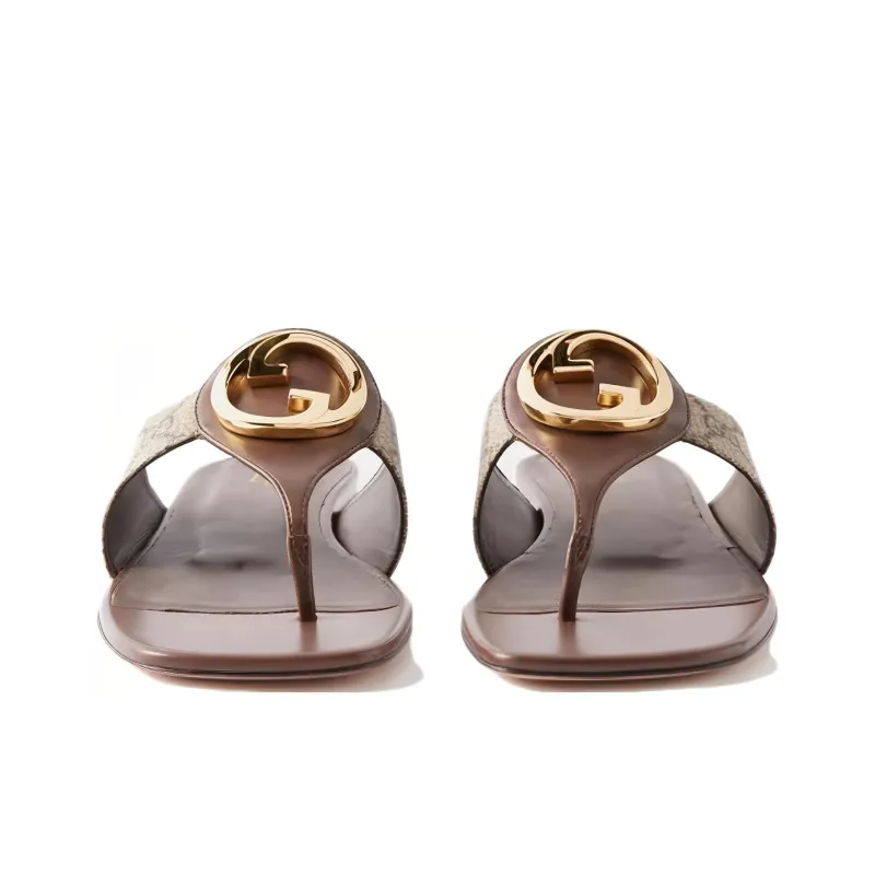 GUCCI Blondie Thong Canvas Sandals Ebony Women's-3