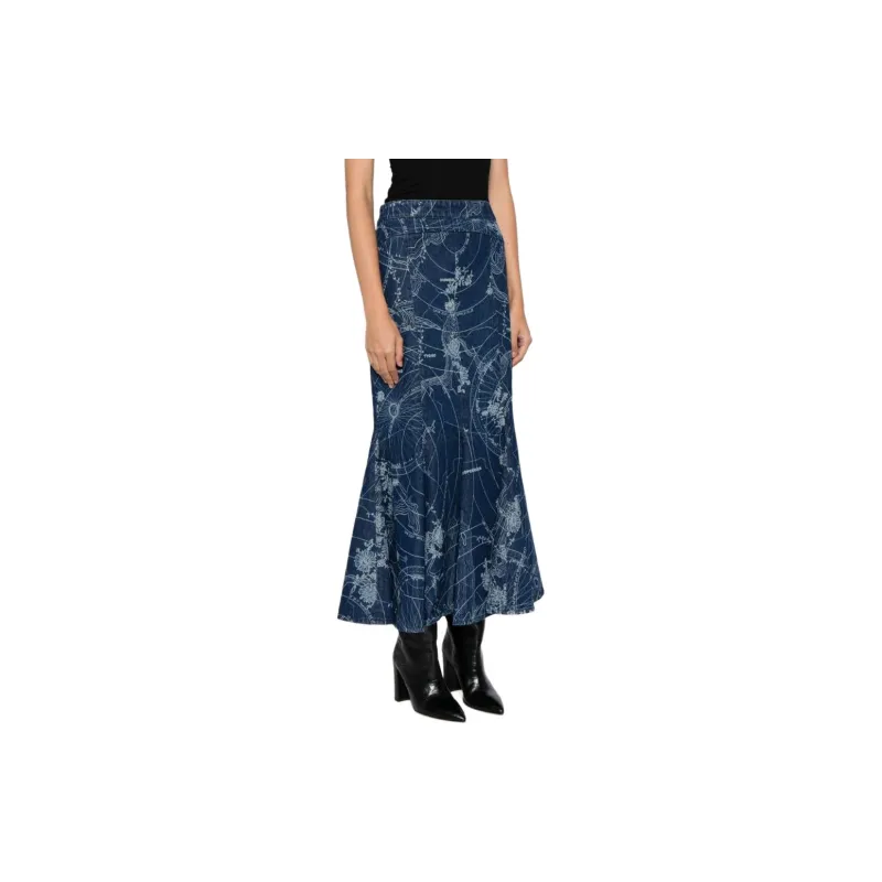 OFF WHITE Casual Long Skirt Regular Women's Blue-2
