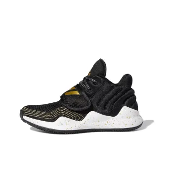 Adidas Deep Threat Breathable Low Top Children's Basketball Shoes Black Yellow White Teenagers