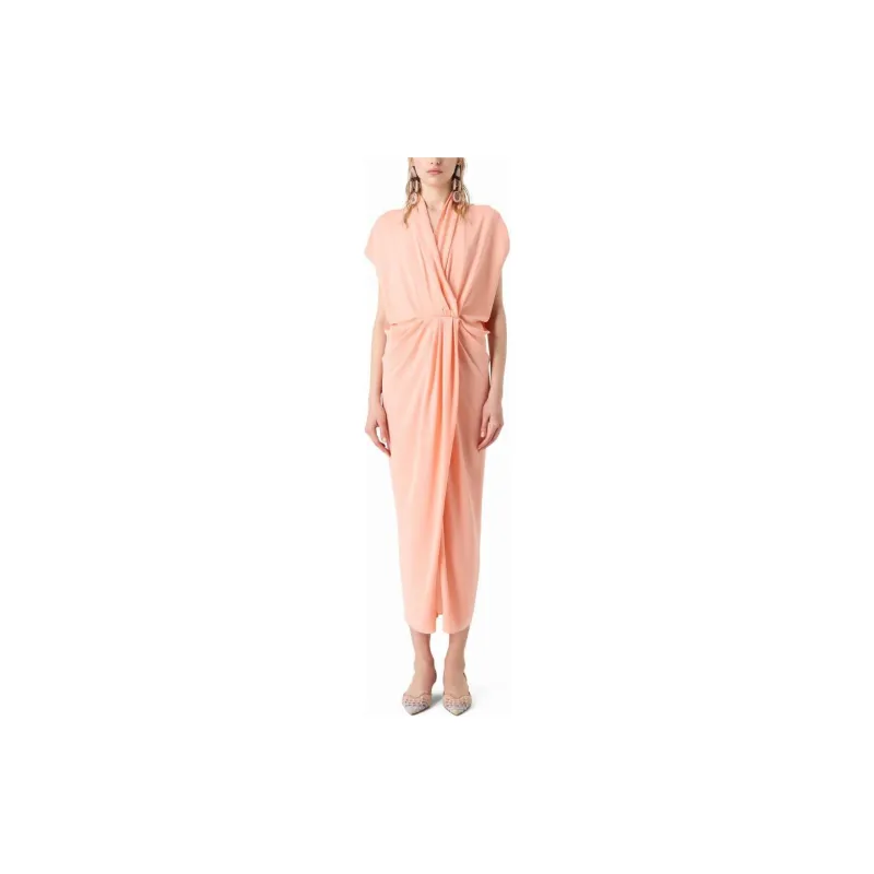 GIORGIO ARMANI V Neck Draped Midi Dress-1
