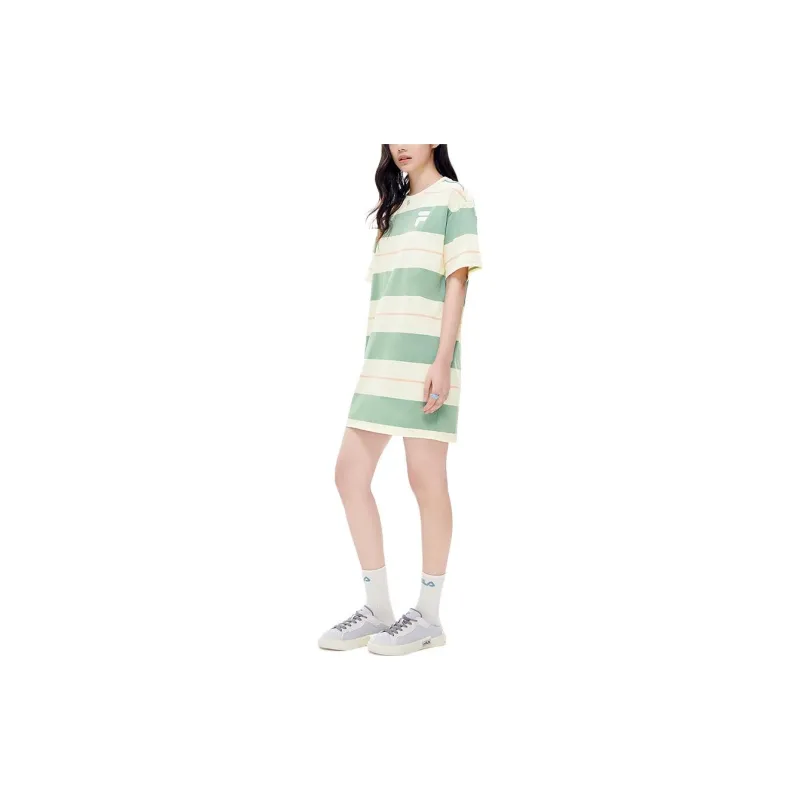 FILA FUSION TOKYO STUDIO Short-Sleeved Dresses Women's Rock Gray Green-5