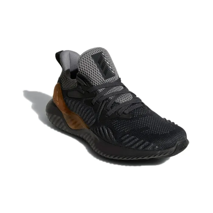 Adidas AlphaBounce Beyond J Anti-Slip And Wear-Resistant Breathable Mid-Top Kids' Running Shoes Black Gray Teenagers-1