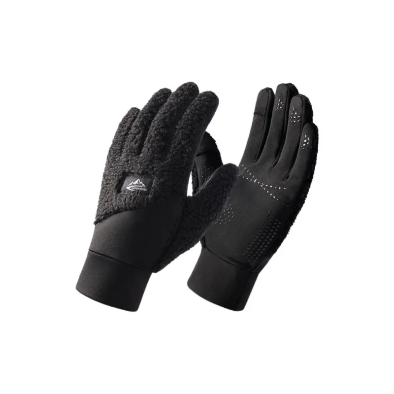 NAME.S Polyester Knit Gloves Men's Black/Camel Shopping Bag-1