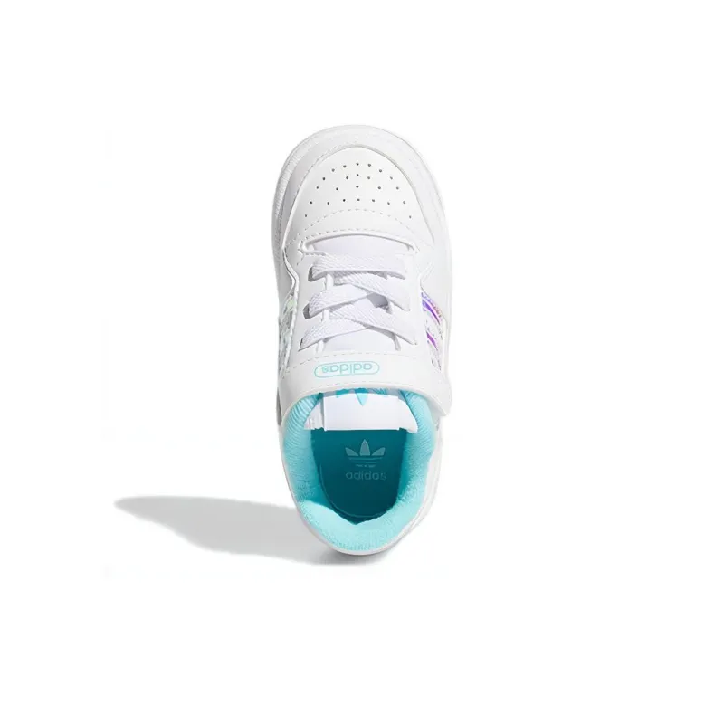 Adidas Originals FORUM Iridescent Slip Resistant Low Top Skateboard Shoes White Blue Infant And Toddler-4
