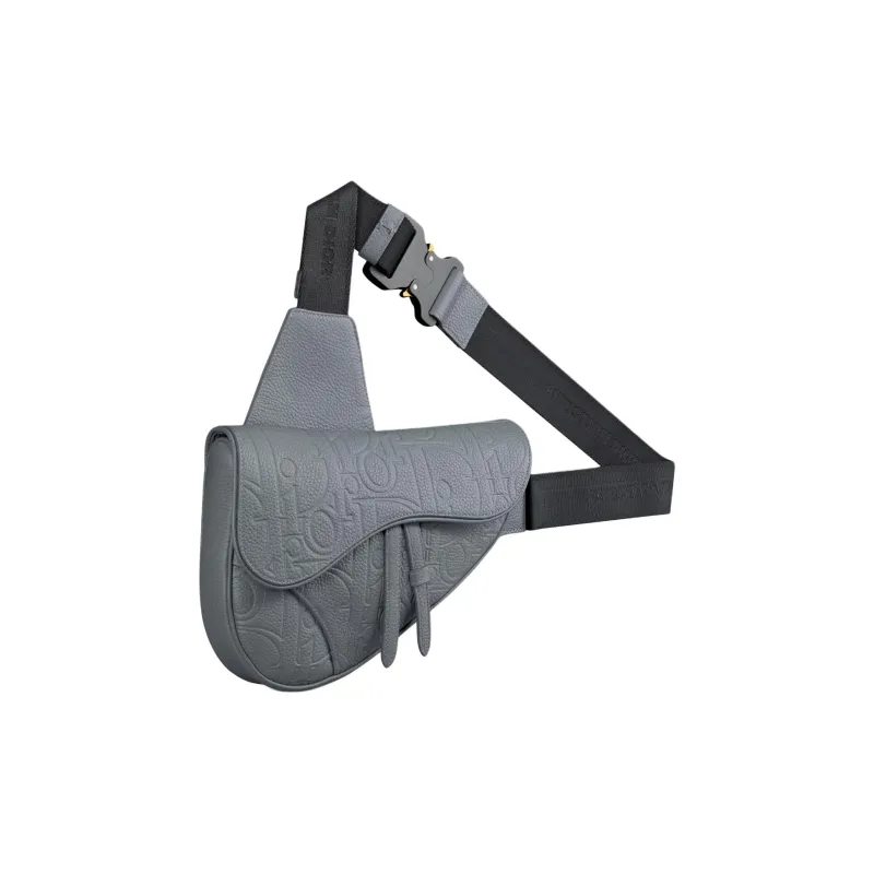 DIOR Cow Leather Saddle Bag Shoulder Bag Crossbody Bag Women's Dark Gray-1