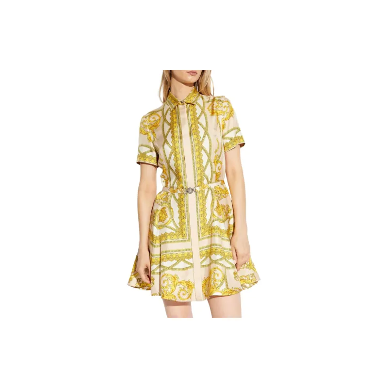 VERSACE Pattern-Printed Short-Sleeved Shirt Dress-2