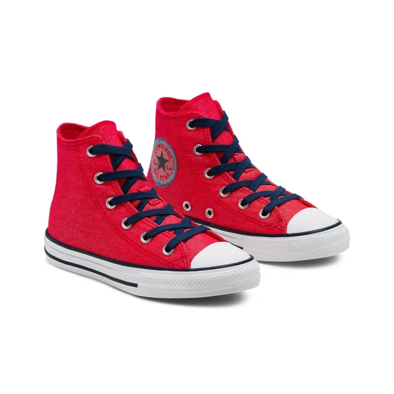 Converse Chuck Taylor All Star Anti-Slip Wear-Resistant High-Top Kids Canvas Shoes Rose Red Teenagers-2