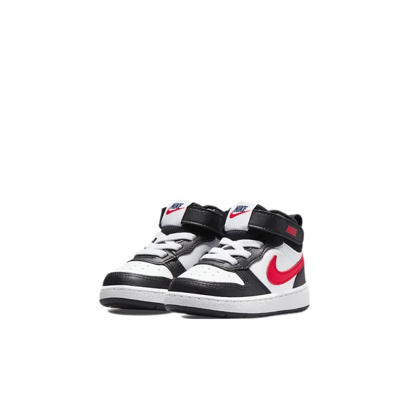 Nike Mid 2 Anti Slip Wear Resistant High Top Skateboard Shoes Black White Red Infant And Toddler-2