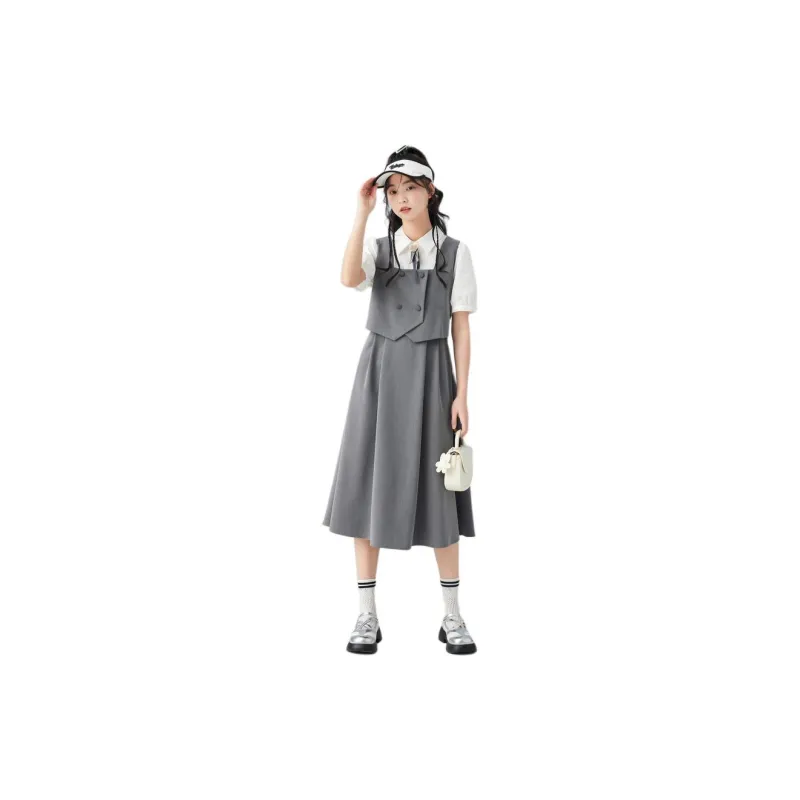 ZIHAN Two Piece Skirt Sets Women's Gray-2