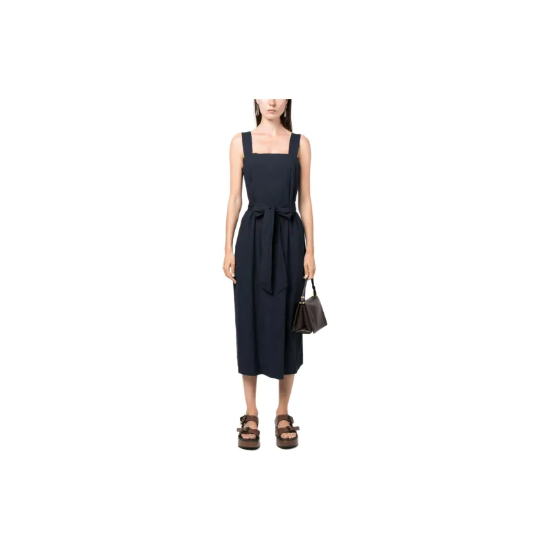 VINCE Belted Square neck Midi Dress-1