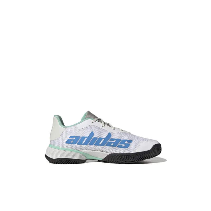 Adidas Barricade Tennis K Anti Slip Wear Resistant Low Top Kids' Training Shoes White Blue Kids'-1