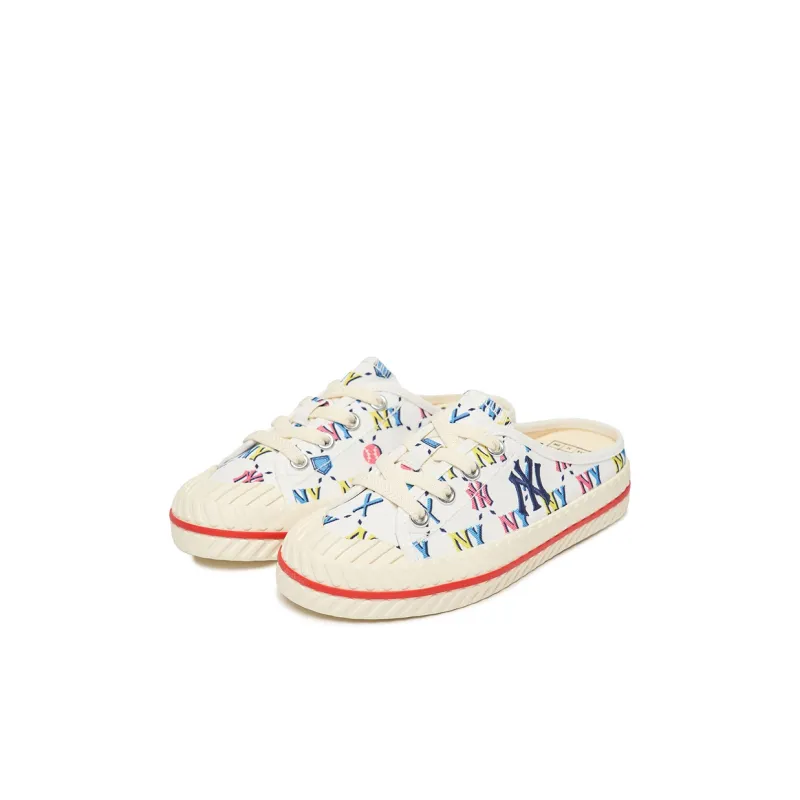 MLB Playball Mule Monogram Low Top Kids' Skateboarding Shoes Ecru Kids'-2
