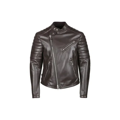 TOM FORD Leather Jackets Men Brown