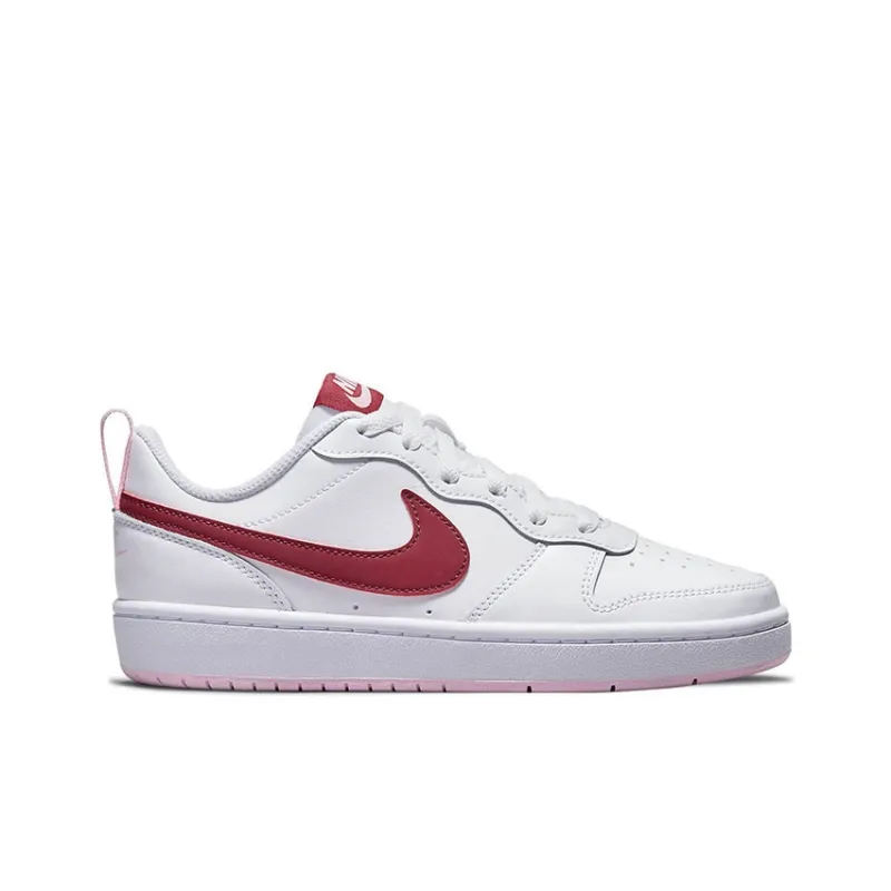 Nike Court Borough 2 Low 2 Abrasion Resistant Support Low Top Kids' Skateboarding Shoes White Red Pink Unisex-1