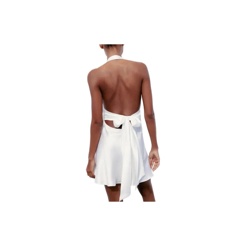 ZARA Slip Dresses Women's White-3