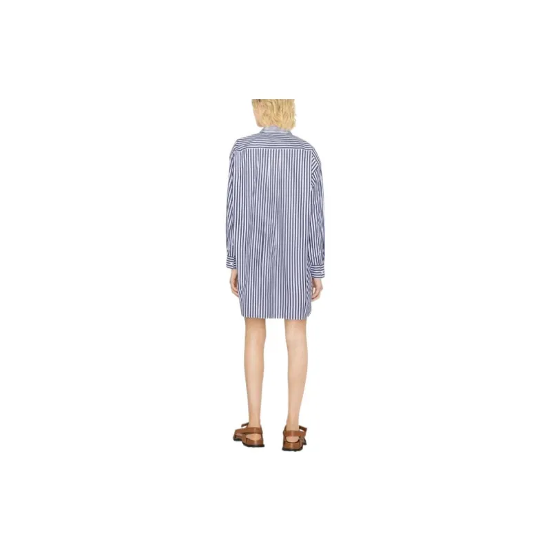Sacai Cotton Poplin Dress 'Navy Stripe'-2