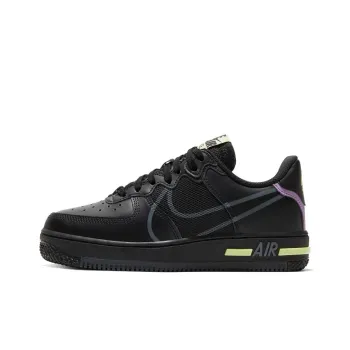 Nike Air Force 1 Low React Black Violet Star Barely Volt GS