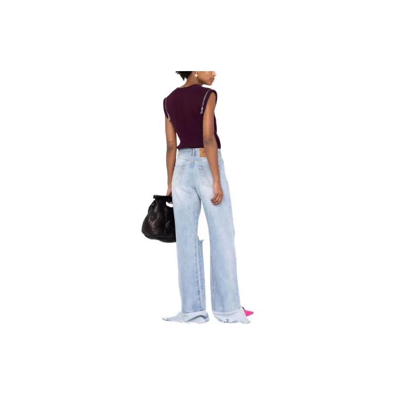 Vetements Wide Leg Destroyed Cut Up Denim 'Light Blue'-3