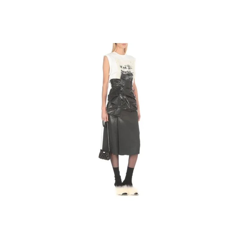 Maison Margiela Coated Ruched Midi Skirt-1