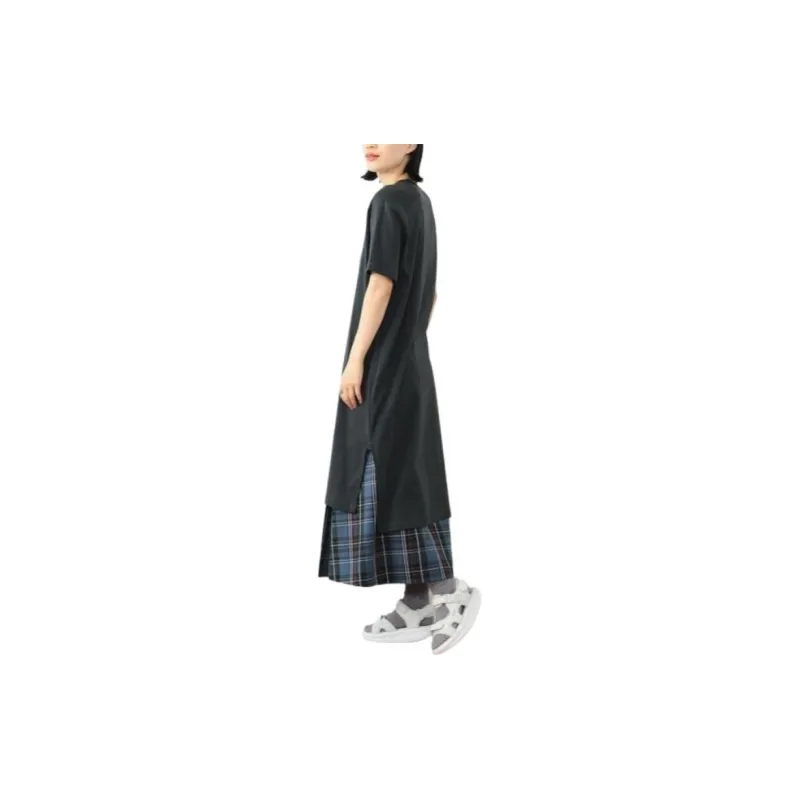 Beams Ribbed Henley Neck Short Sleeve Dress Short Sleeved Dresses Women's-8