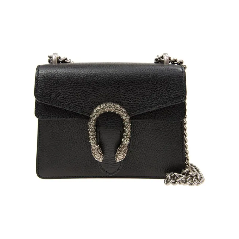 GUCCI Dionysus Leather Bacchus Bag Chain Pack Shoulder Bag Crossbody Bag Women's Black-1