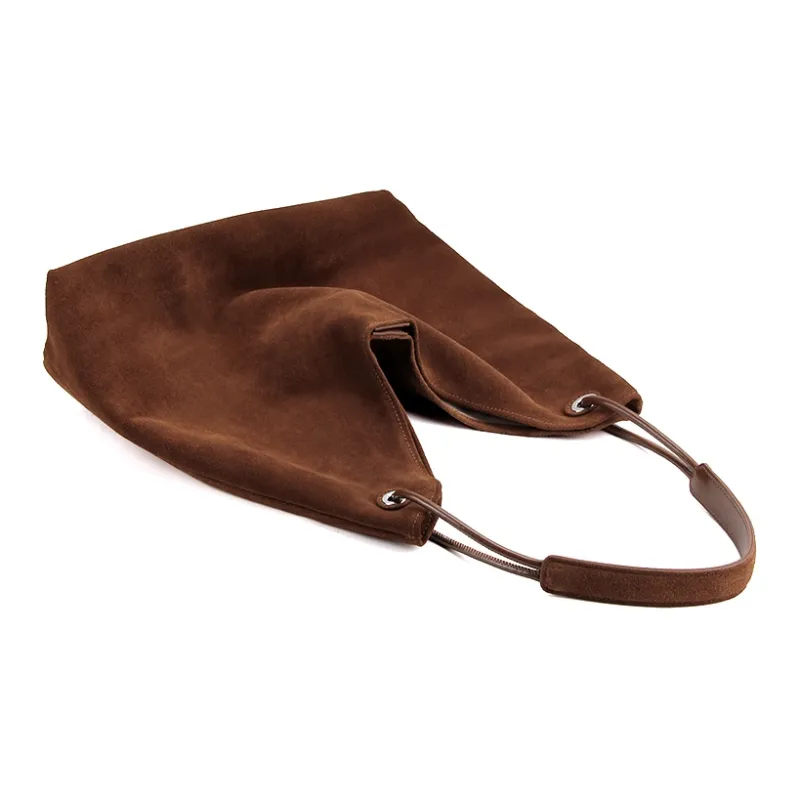 YOCAMU Matte Cowhide Leather Shoulder Bag Regular Unisex Wicker Pine Green-3