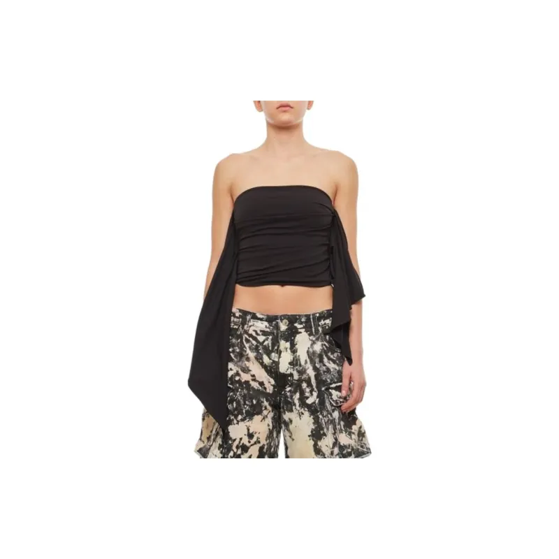 The Attico Strapless Draped Crop Top-2