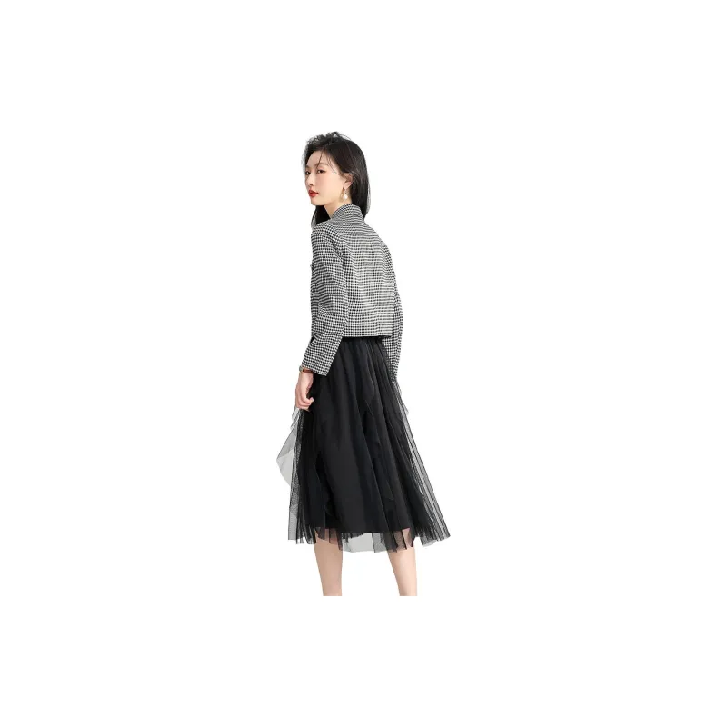 Coredorm Two Piece Skirt Sets Women's Set Black White Top+Black Bottom-2