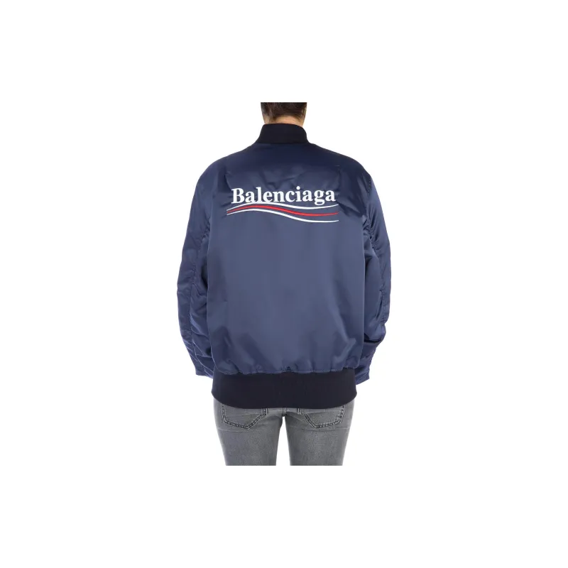 Balenciaga Wave Logo Bomber Jacket 'Blue'-3