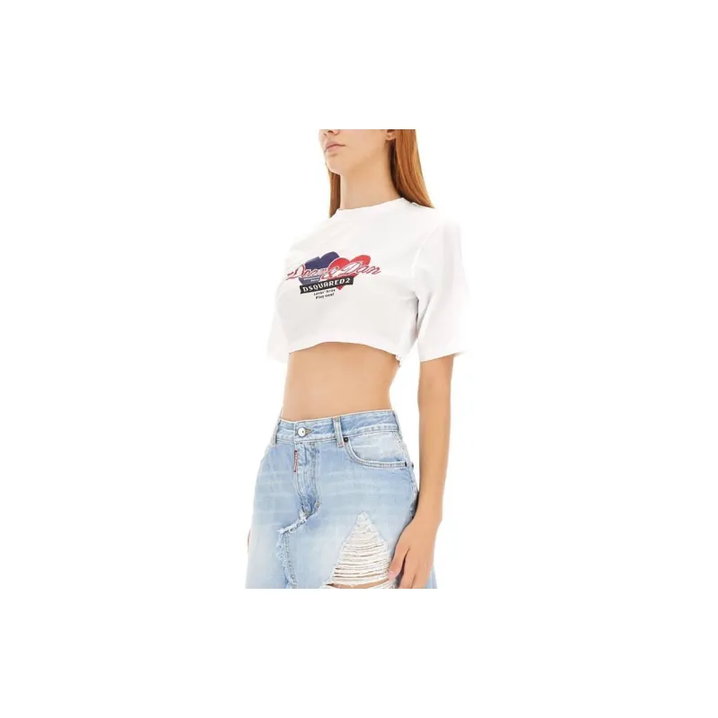 DSQUARED 2 Gathered Cropped T shirt-3