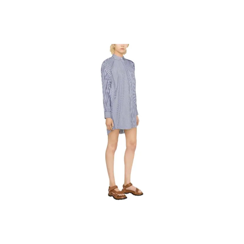 Sacai Cotton Poplin Dress 'Navy Stripe'-3