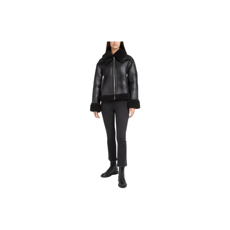 STAND STUDIO Oversized 'Lessie' Jacket In Black Eco Leather Jackets Coats Women's Black-2